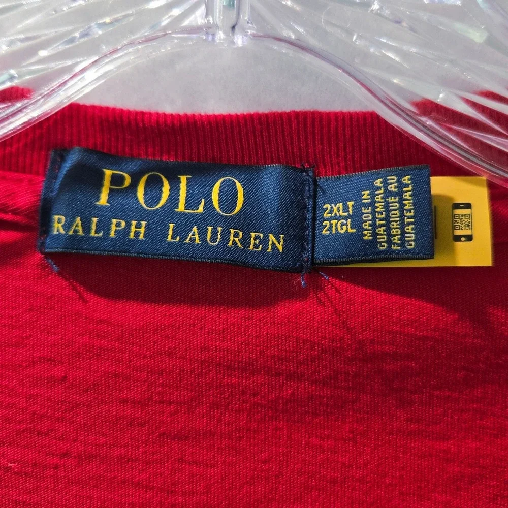 Polo Ralph Lauren 2XLT T-Shirt Red Multi Color Block Graphic Logo Tee Tall #1080